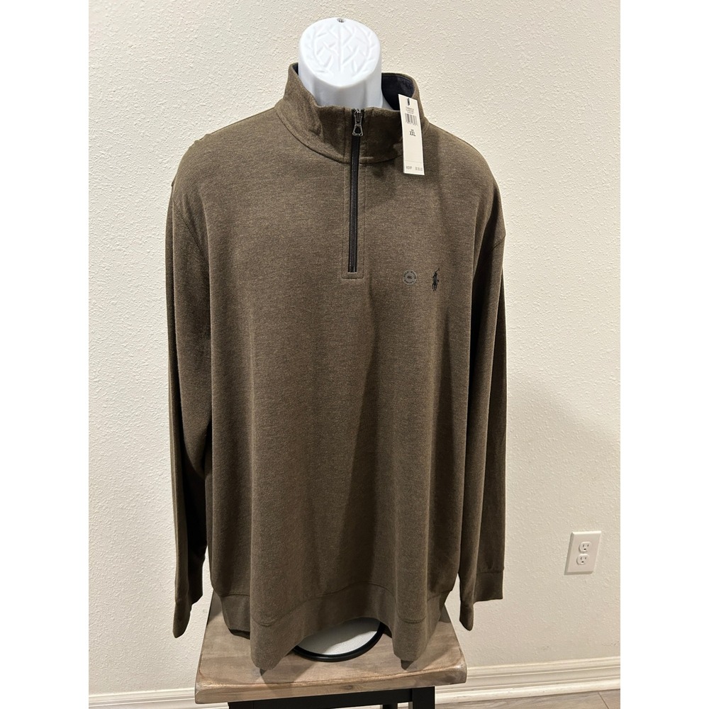Polo Ralph Lauren Mens XXL Quarter Zip Pullover Olive Heather Mock Neck NWT